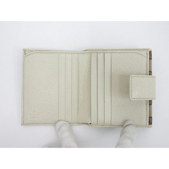 Gucci GG Double Hook Wallet Beige Canvas Leather - Picture 8 of 12